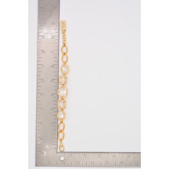 My Flat In London Jan Haedrich Bracelet Crystal Open Bezel Gold Signed BinAW - Picture 12 of 12